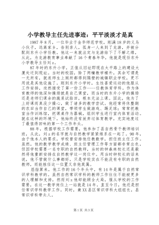 2024年小学教导主任先进事迹平平淡淡才是真
