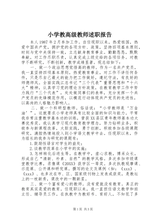 2024年小学教高级教师述职报告