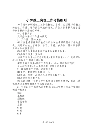 2024年小学教工岗位工作考核细则