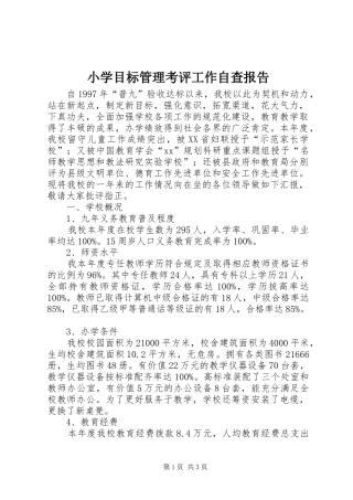 2024年小学目标管理考评工作自查报告