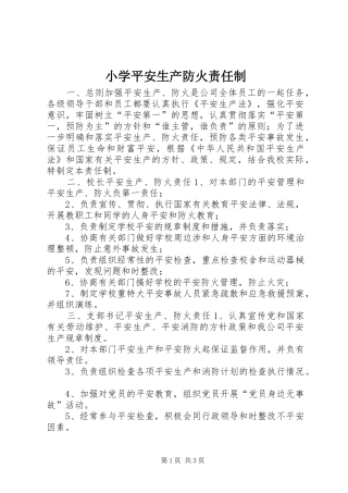 2024年小学平安生产防火责任制