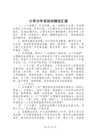 2024年小学少年宫活动情况汇报