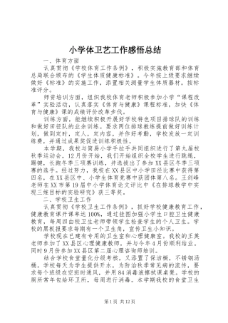 2024年小学体卫艺工作感悟总结