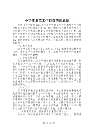 2024年小学体卫艺工作自查情况总结