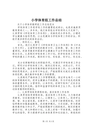 2024年小学体育组工作总结