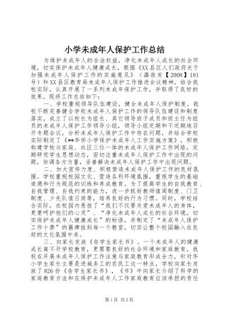 2024年小学未成年人保护工作总结