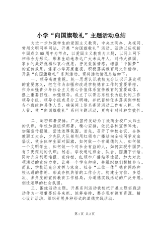 2024年小学向国旗敬礼主题活动总结