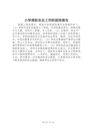 2024年小学消防安全工作阶段性报告