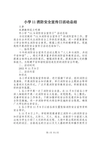 2024年小学消防安全宣传日活动总结