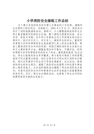 2024年小学消防安全演练工作总结
