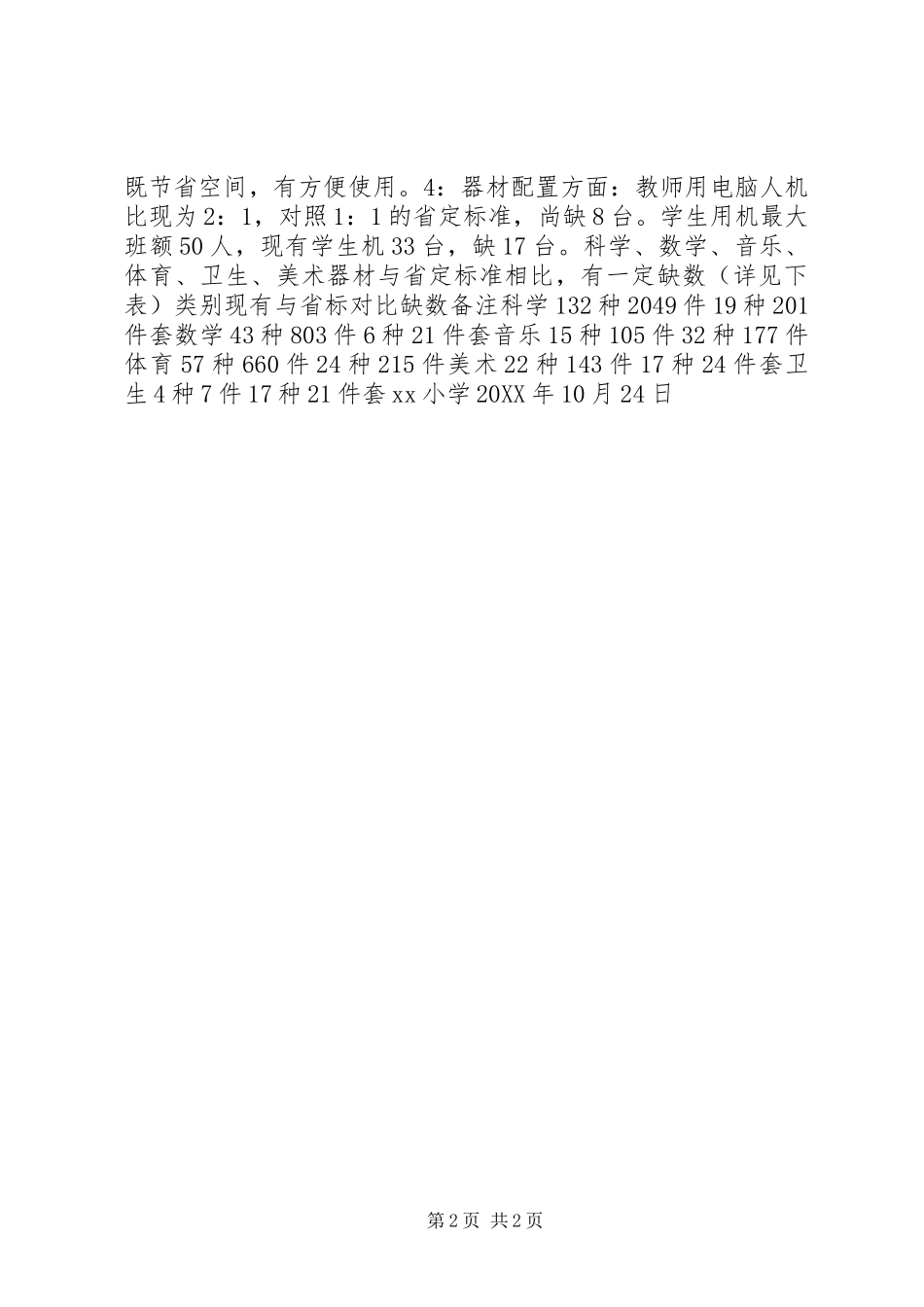 2024年小学义务教育均衡发展工作自查报告_第2页