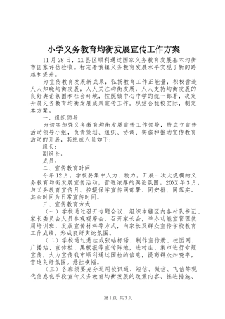 2024年小学义务教育均衡发展宣传工作方案
