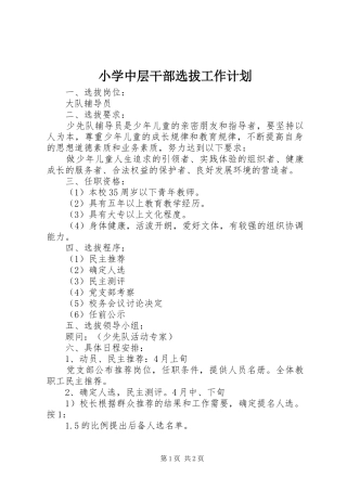2024年小学中层干部选拔工作计划