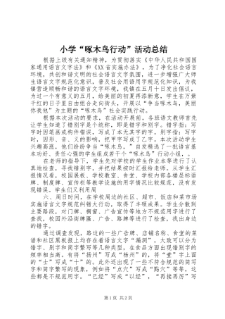 2024年小学啄木鸟行动活动总结