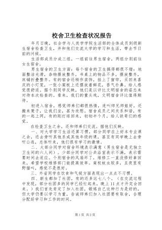 2024年校舍卫生检查状况报告