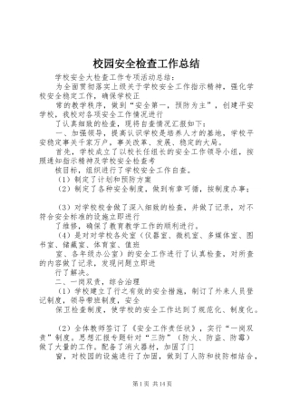 2024年校园安全检查工作总结