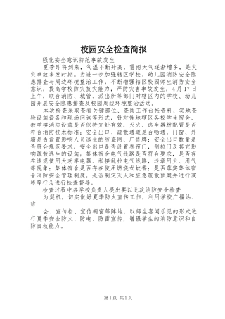 2024年校园安全检查简报