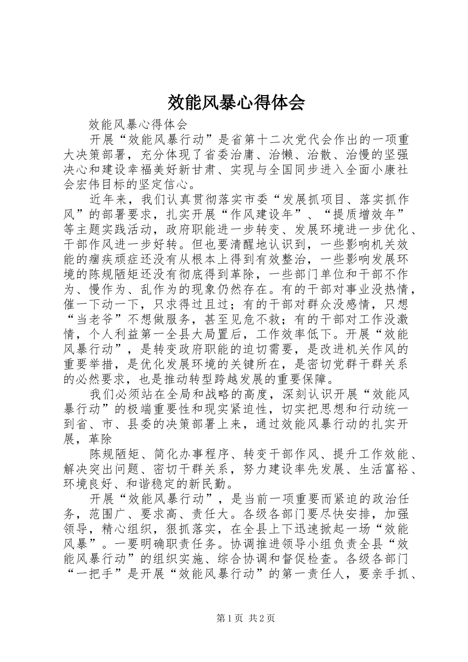 2024年效能风暴心得体会_第1页