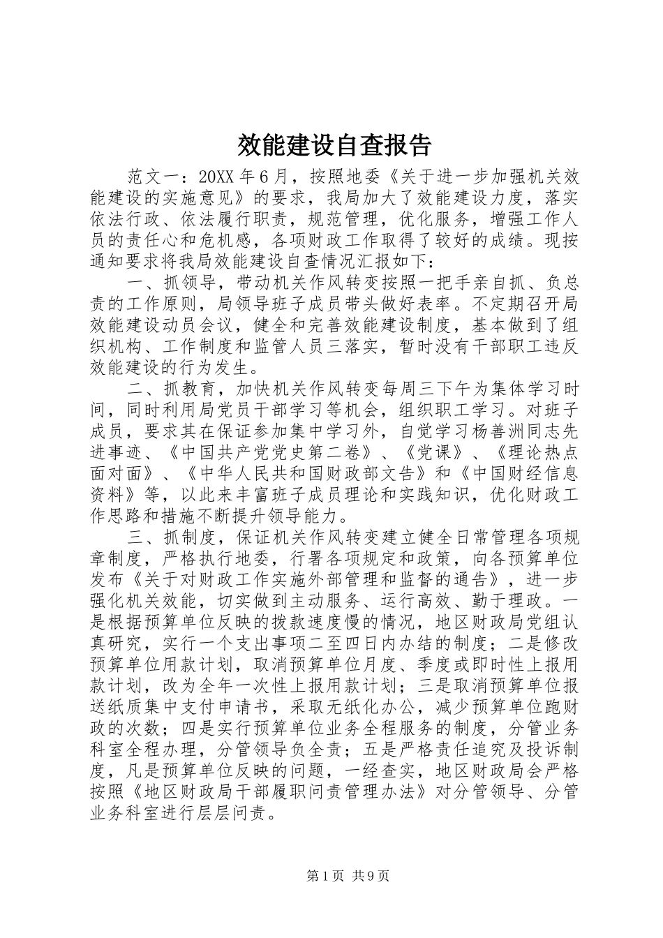 2024年效能建设自查报告_第1页