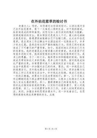 2024年在外拈花惹草的检讨书