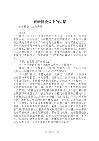 2024年在维稳会议上的致辞