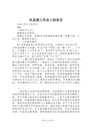 2024年在县委工作会上的发言