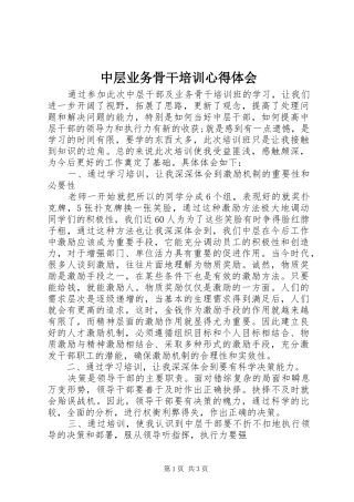 2024年中层业务骨干培训心得体会