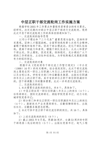 2024年中层正职干部交流轮岗工作实施方案