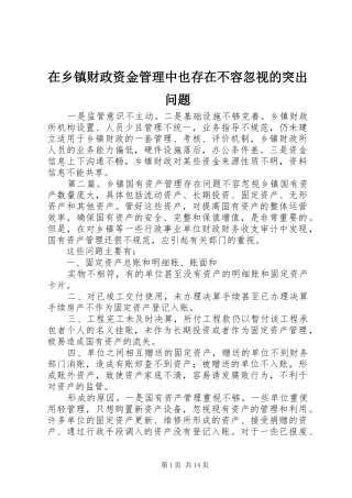 2024年在乡镇财政资金管理中也存在不容忽视的突出问题
