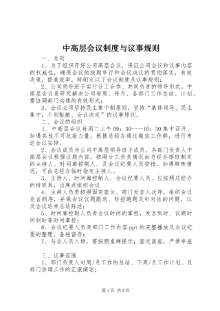 2024年中高层会议制度与议事规则