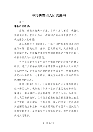 2024年中共共青团入团志愿书