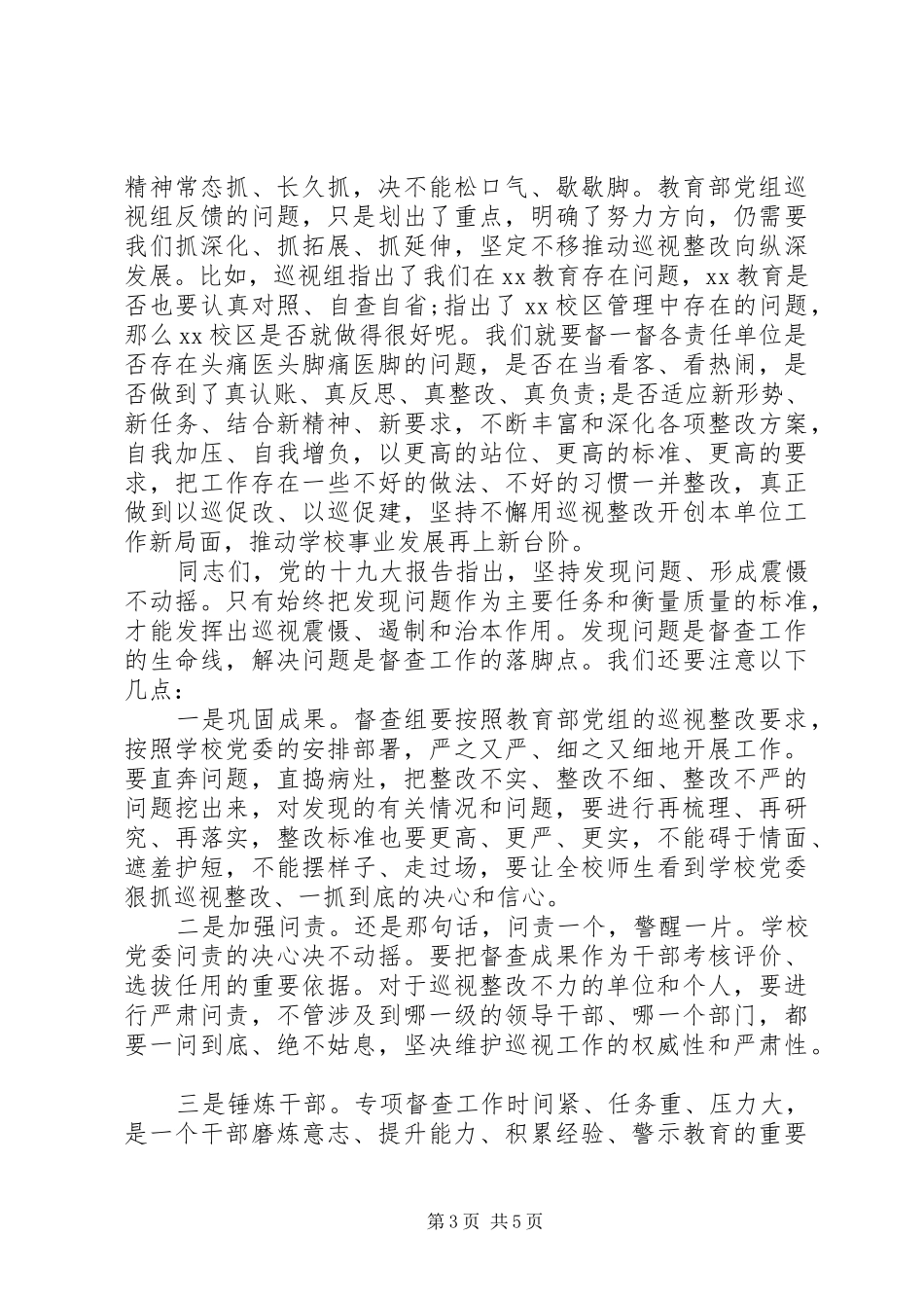 2024年在巡视整改落实情况督查及回头看工作动员会上的致辞_第3页
