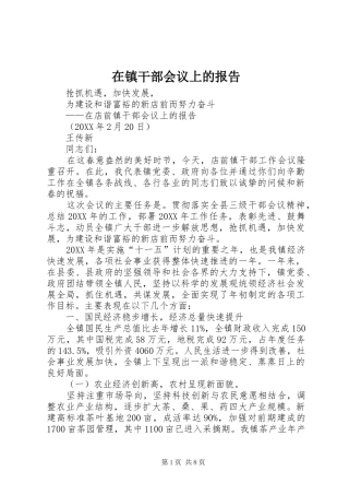 2024年在镇干部会议上的报告