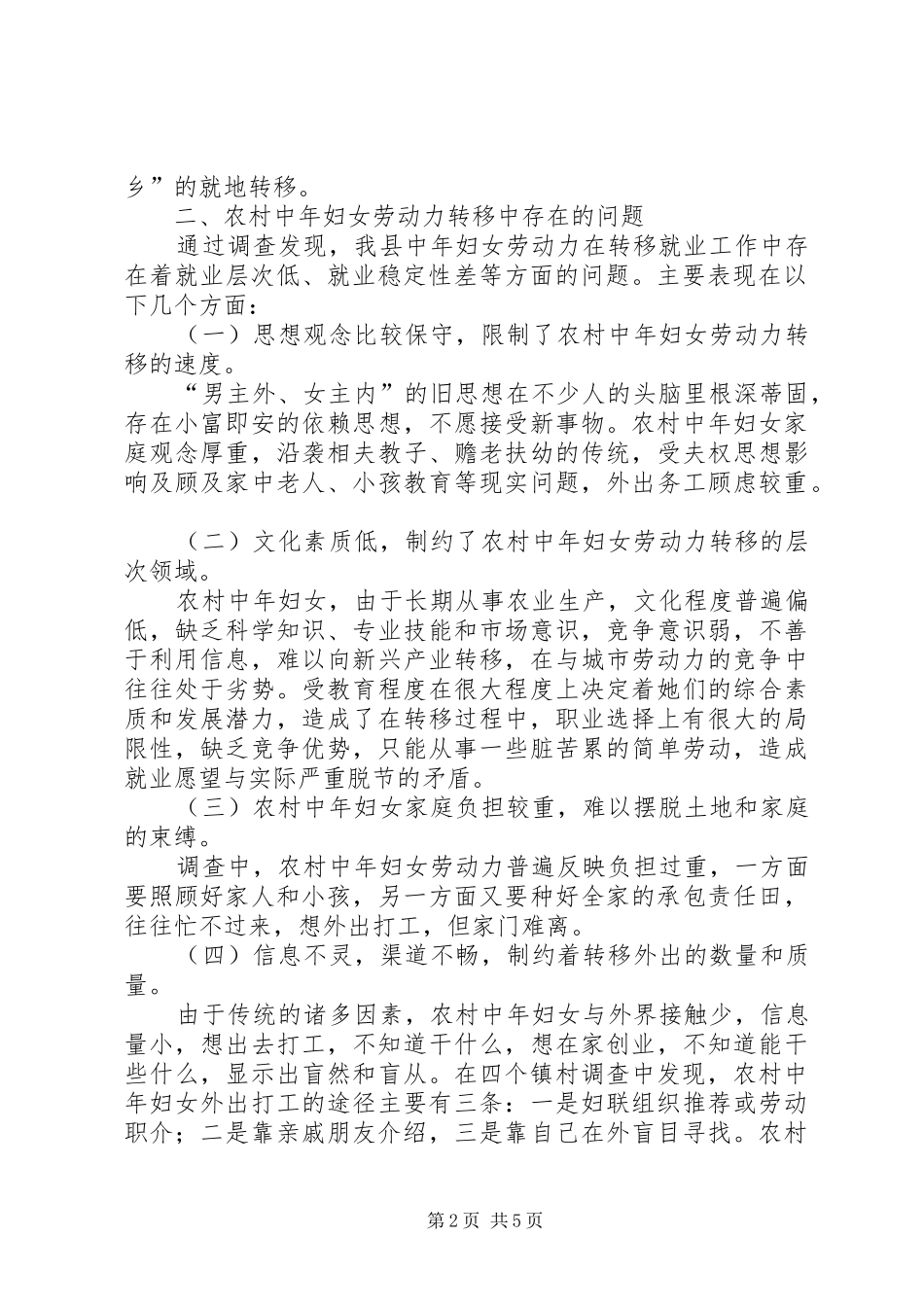 2024年中年妇女劳力转移调研报告_第2页