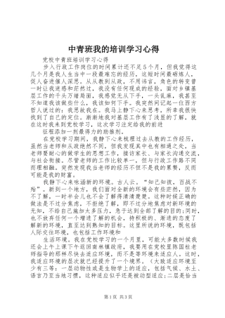 2024年中青班我的培训学习心得