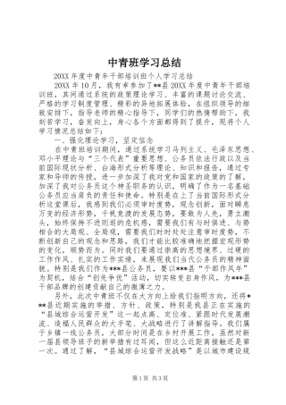 2024年中青班学习总结