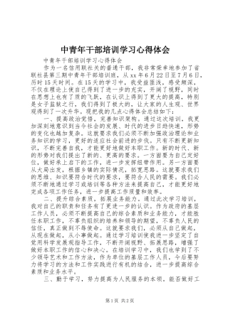 2024年中青年干部培训学习心得体会