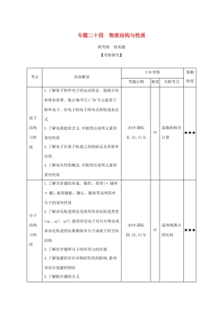 （课标专用 5年高考3年模拟A版）高考化学 专题二十四 物质结构与性质试题-人教版高三化学试题