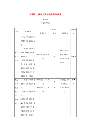 （课标专用 5年高考3年模拟A版）高考化学 专题七 化学反应速率和化学平衡试题-人教版高三化学试题