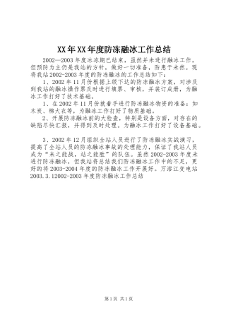 2024年防冻融冰工作总结