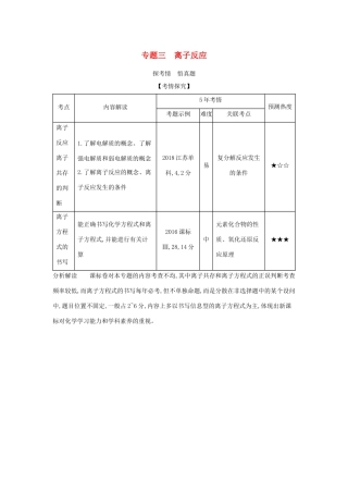 （课标专用 5年高考3年模拟A版）高考化学 专题三 离子反应试题-人教版高三化学试题