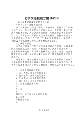 2024年防洪演练预案方案