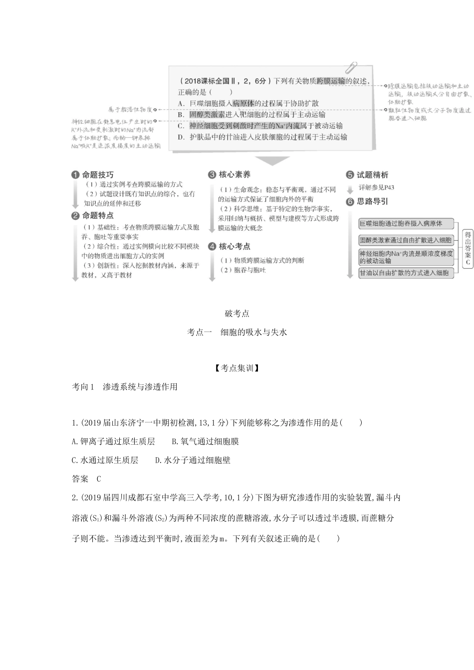 （课标专用 5年高考3年模拟A版）高考生物 专题3 物质进出细胞的方式试题-人教版高三生物试题_第2页