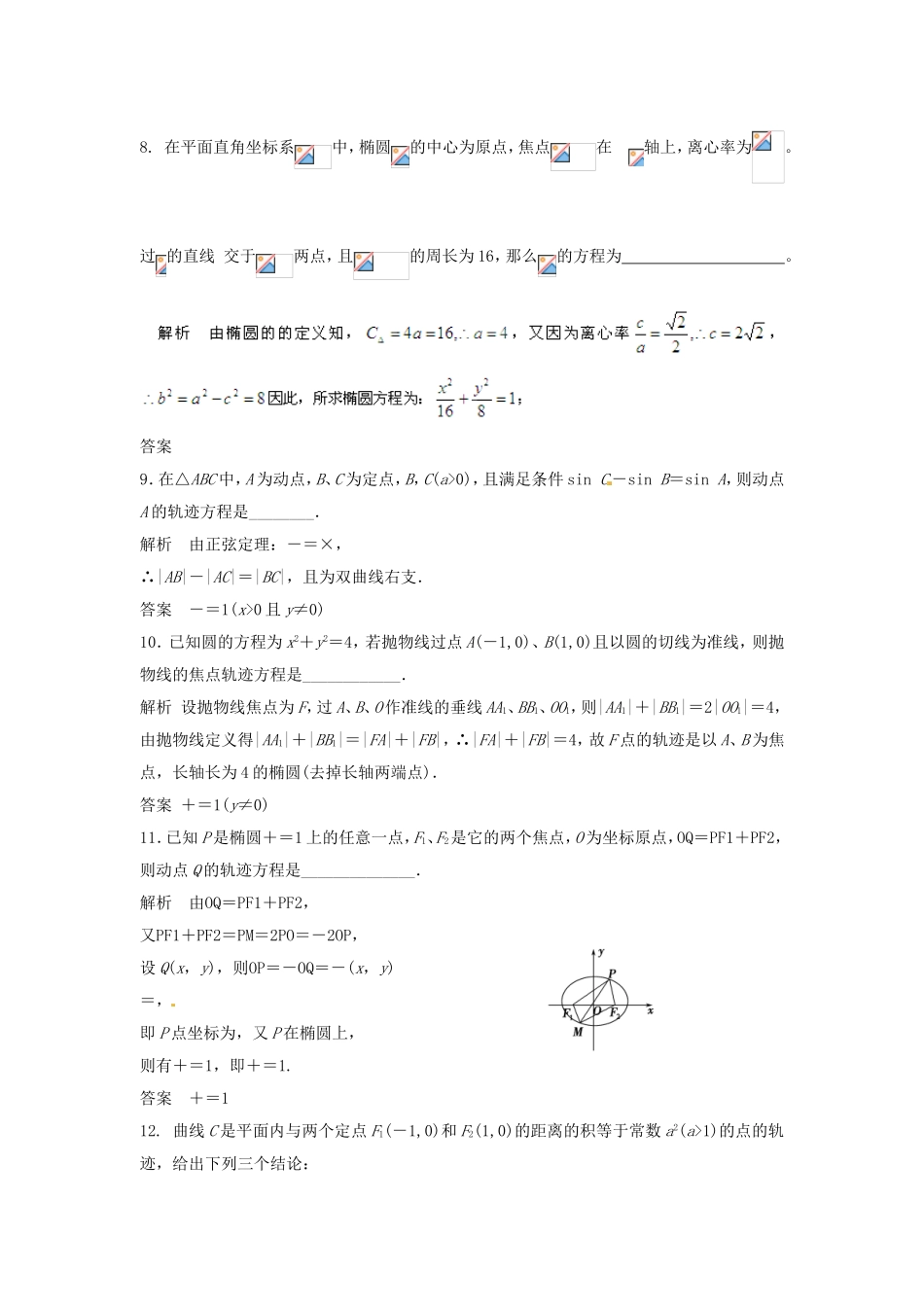 （特效提高）高考数学一轮精品复习 9.8 曲线与方程题库 理_第3页