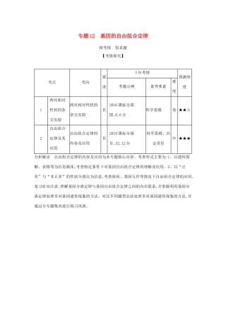 （课标专用 5年高考3年模拟A版）高考生物 专题12 基因的自由组合定律试题-人教版高三生物试题