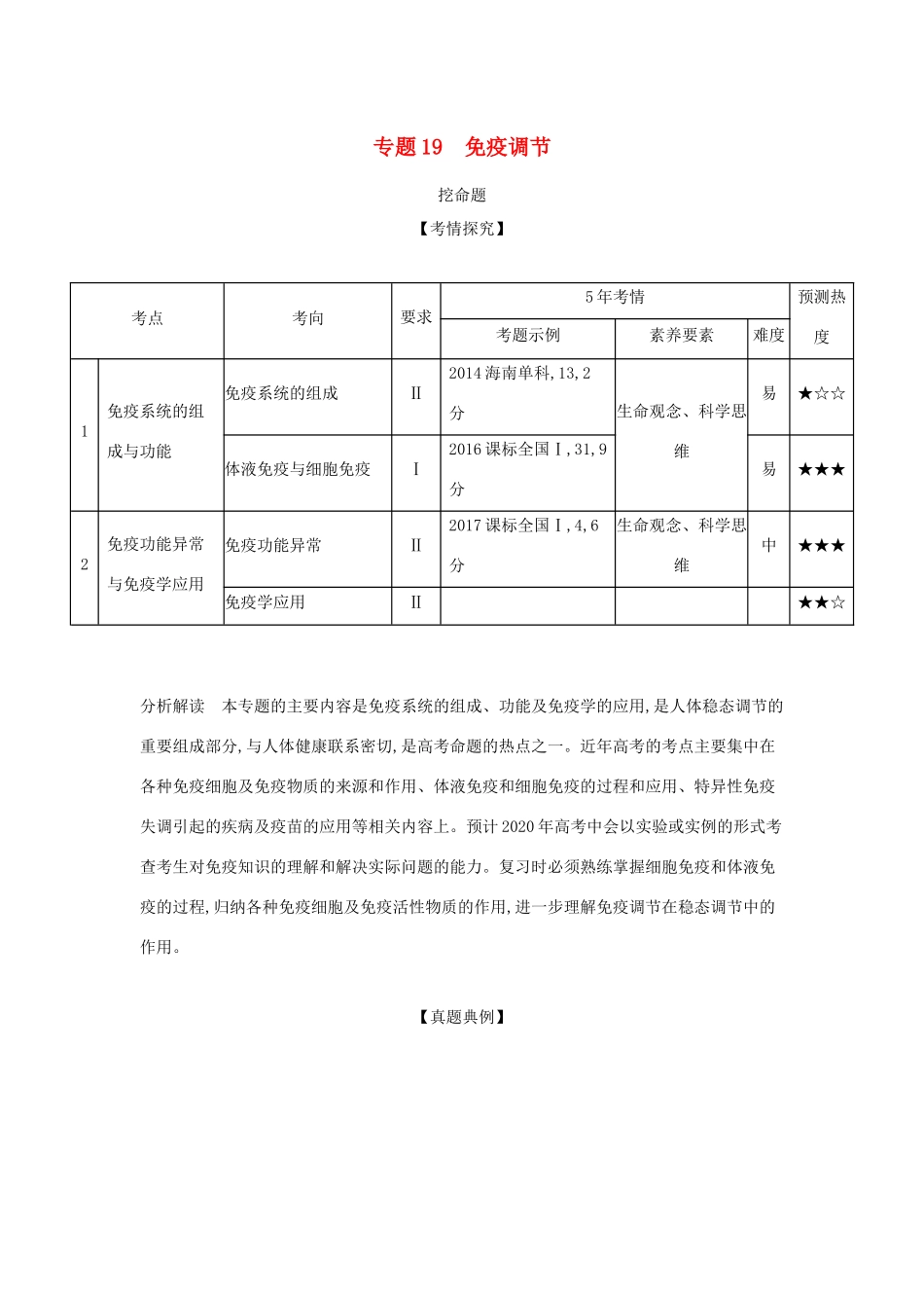 （课标专用 5年高考3年模拟A版）高考生物 专题19 免疫调节试题-人教版高三生物试题_第1页