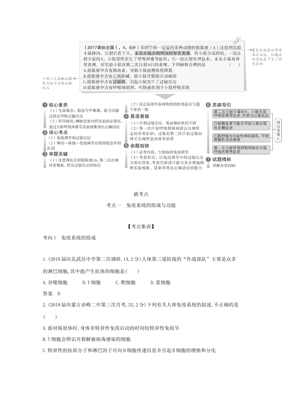 （课标专用 5年高考3年模拟A版）高考生物 专题19 免疫调节试题-人教版高三生物试题_第2页