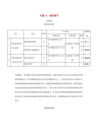 （课标专用 5年高考3年模拟A版）高考生物 专题19 免疫调节试题-人教版高三生物试题