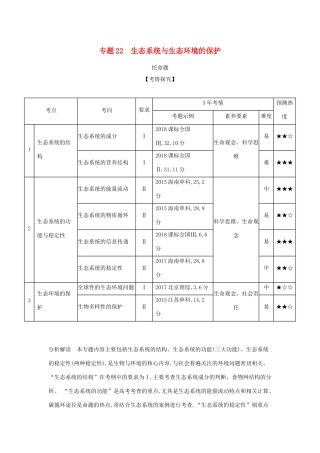 （课标专用 5年高考3年模拟A版）高考生物 专题22 生态系统与生态环境的保护试题-人教版高三生物试题