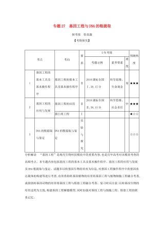 （课标专用 5年高考3年模拟A版）高考生物 专题27 基因工程与DNA的粗提取试题-人教版高三生物试题